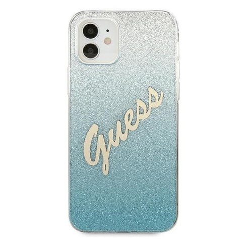 Etui na telefon iPhone 12 mini Guess Glitter Gradient Niebieski Hardcase