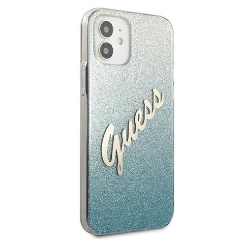 Etui na telefon iPhone 12 mini Guess Glitter Gradient Niebieski Hardcase