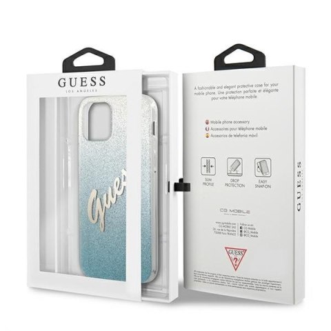 Etui na telefon iPhone 12 mini Guess Glitter Gradient Niebieski Hardcase