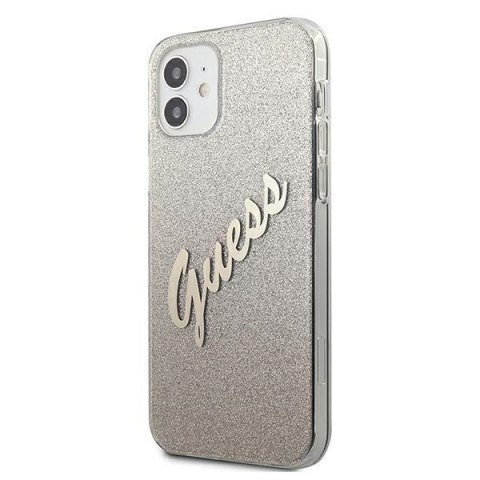 Etui na telefon iPhone 12 mini Guess złoty hardcase Glitter Gradient