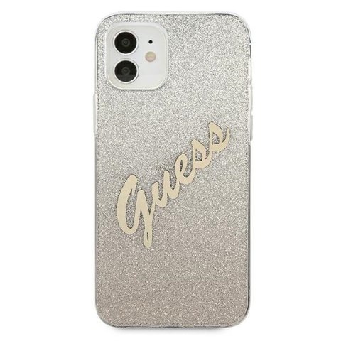 Etui na telefon iPhone 12 mini Guess złoty hardcase Glitter Gradient