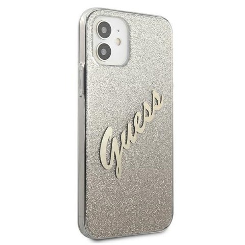 Etui na telefon iPhone 12 mini Guess złoty hardcase Glitter Gradient