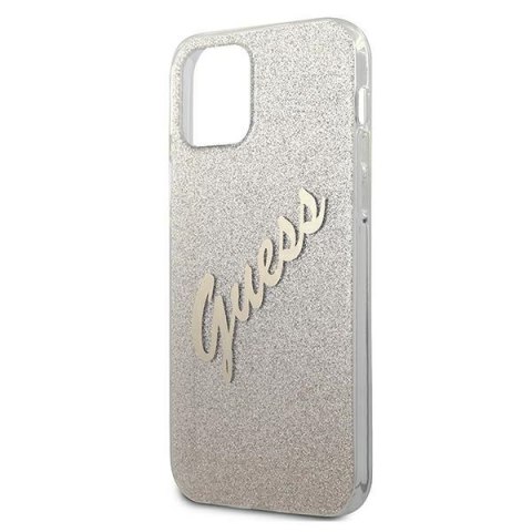 Etui na telefon iPhone 12 mini Guess złoty hardcase Glitter Gradient