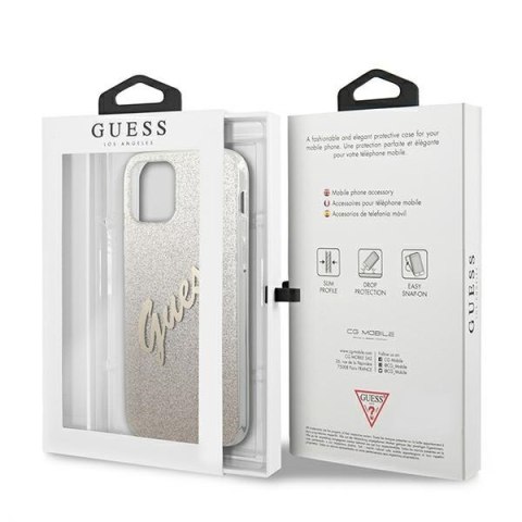 Etui na telefon iPhone 12 mini Guess złoty hardcase Glitter Gradient