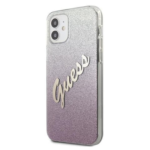 Etui na telefon iPhone 12 mini Guess Glitter Gradient Różowy Hardcase