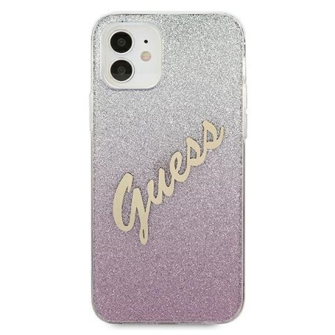 Etui na telefon iPhone 12 mini Guess Glitter Gradient Różowy Hardcase