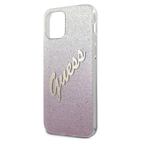 Etui na telefon iPhone 12 mini Guess Glitter Gradient Różowy Hardcase