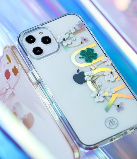 Etui iPhone 12 mini Kingxbar przezroczyste Lucky Swarovski (Clover)