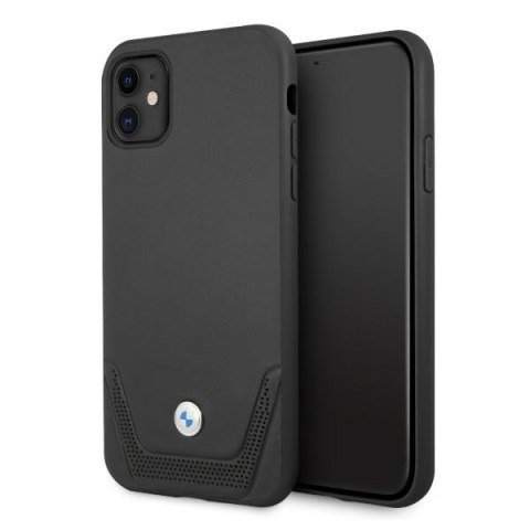 Etui na telefon iPhone 11 BMW czarne hardcase Leather Perforate