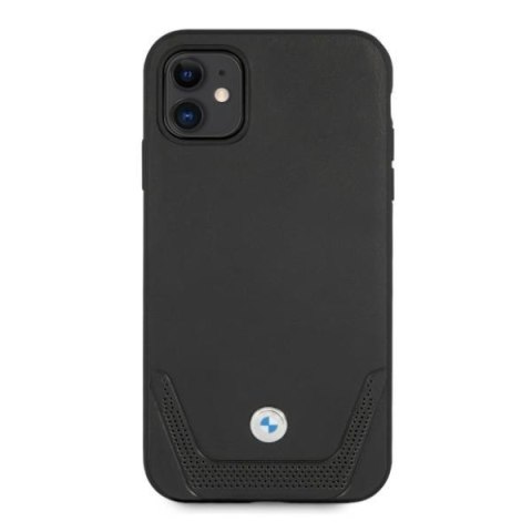 Etui na telefon iPhone 11 BMW czarne hardcase Leather Perforate