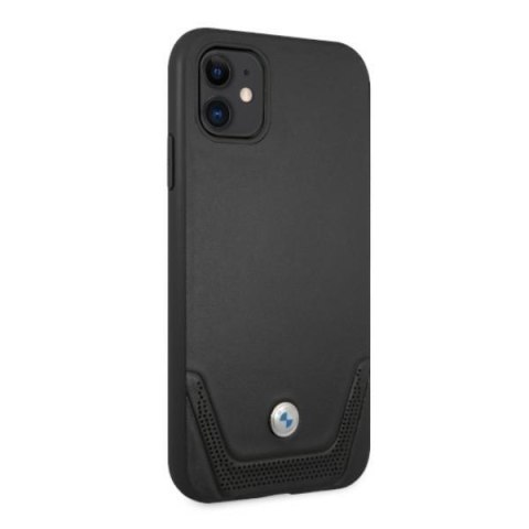 Etui na telefon iPhone 11 BMW czarne hardcase Leather Perforate