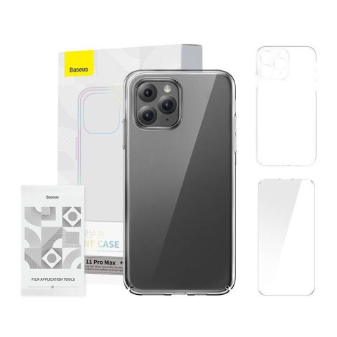 Etui iPhone 11 Pro Max Baseus Crystal Series Clear (przeźroczyste) + szkło hartowane + zestaw czyszczący