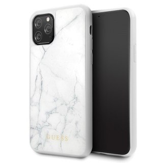 Etui na telefon iPhone 11 Pro Guess Marble biały hardcase GUHCN58HYMAWH