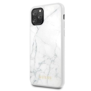 Etui na telefon iPhone 11 Pro Guess Marble biały hardcase GUHCN58HYMAWH