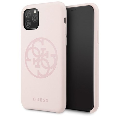 Etui na telefon iPhone 11 Pro Guess GUHCN58LS4GLP jasnoróżowy silikon