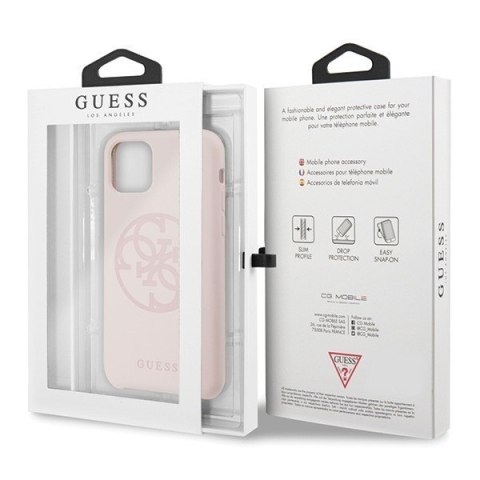 Etui na telefon iPhone 11 Pro Guess GUHCN58LS4GLP jasnoróżowy silikon