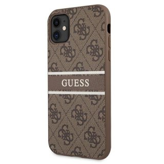 Etui na telefon iPhone 11 Guess GUHCN614GDBR brązowy hardcase 4G Stripe