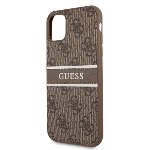 Etui na telefon iPhone 11 Guess GUHCN614GDBR brązowy hardcase 4G Stripe