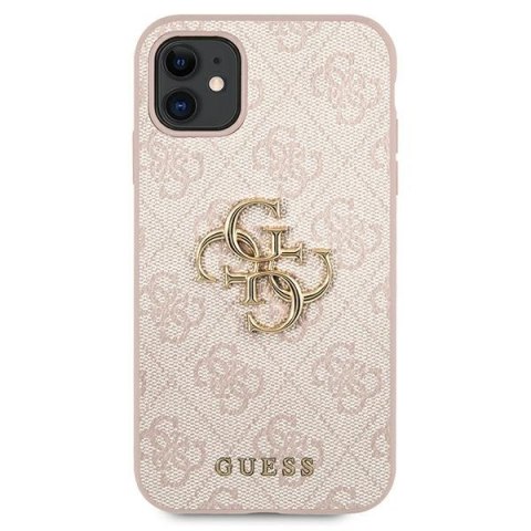 Etui na telefon iPhone 11 Guess różowy hardcase z metalowym logo 4G