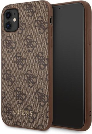 Etui Guess GUHCN61G4GFBR Apple iPhone 11 brązowy/brown hard case 4G Metal Gold Logo