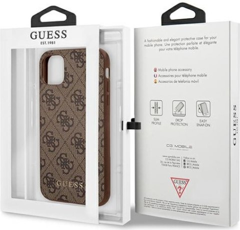 Etui Guess GUHCN61G4GFBR Apple iPhone 11 brązowy/brown hard case 4G Metal Gold Logo