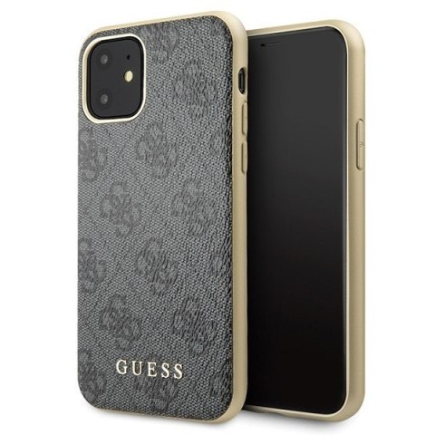 Etui na telefon iPhone 11 Guess GUHCN61G4GG szary hardcase 4G Collection