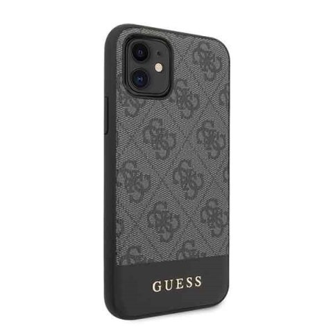 Etui na telefon iPhone 11 Guess GUHCN61G4GLGR szary hardcase 4G Stripe