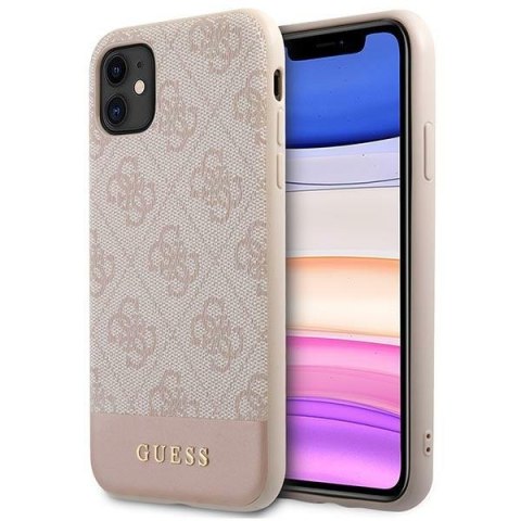 Etui na telefon iPhone 11 Guess GUHCN61G4GLPI różowy hardcase 4G Stripe