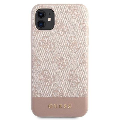 Etui na telefon iPhone 11 Guess GUHCN61G4GLPI różowy hardcase 4G Stripe