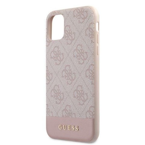 Etui na telefon iPhone 11 Guess GUHCN61G4GLPI różowy hardcase 4G Stripe