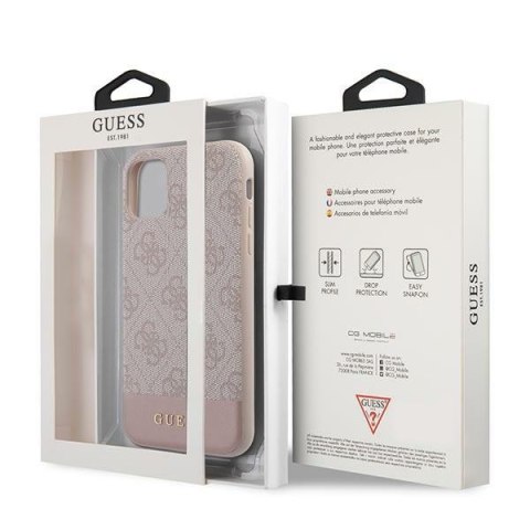 Etui na telefon iPhone 11 Guess GUHCN61G4GLPI różowy hardcase 4G Stripe