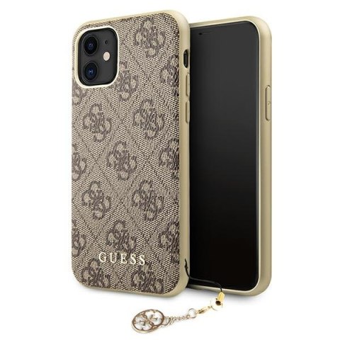 Etui na telefon iPhone 11 Guess GUHCN61GF4GBR brązowy hardcase 4G