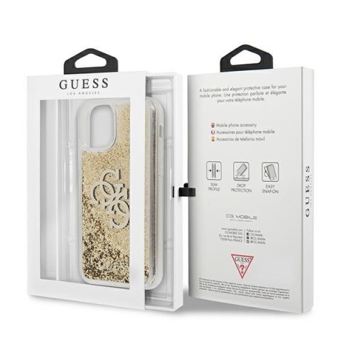 Etui iPhone 11 Guess GUHCN61LG4GGO złoty hardcase 4G Big Liquid Glitter