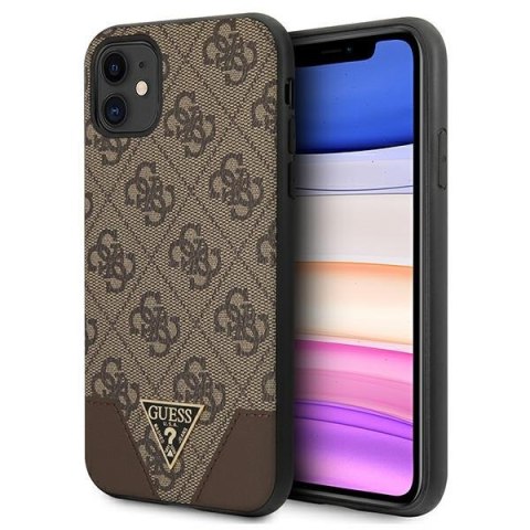 Etui na telefon iPhone 11 Guess GUHCN61PU4GHBR brązowy hardcase 4G