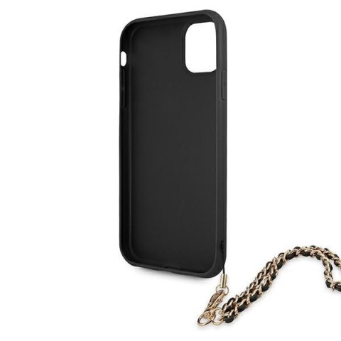 Etui na telefon iPhone 11 Guess GUHCN61SASGBK Saffiano Chain czarny