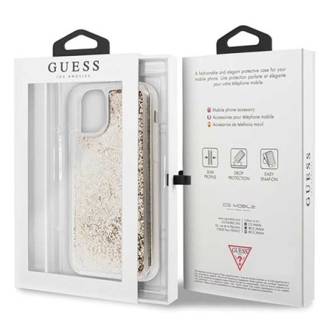 Etui iPhone 11 Guess Glitter Charms złote