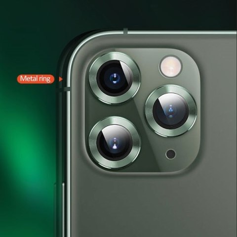 Nakładka na aparat iPhone 11 USAMS z zieloną obrączką szklana soczewka