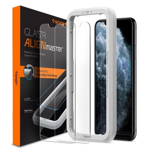 Szkło hartowane iPhone 11 Spigen GLAS.tR Slim AlignMaster Case Friendly [2 PACK]