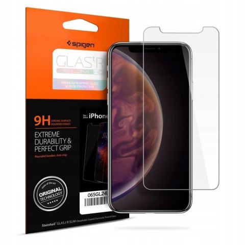 Szkło hartowane iPhone 11/iPhone XR Spigen GLAS.tR Slim Case Friendly Clear