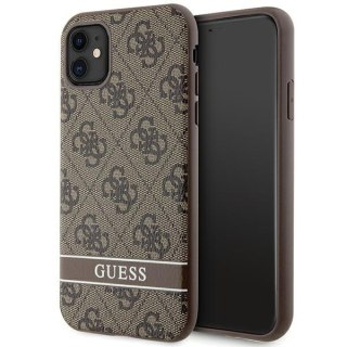 Etui na telefon iPhone 11/XR Guess GUHCN61P4SNW brązowy hardcase 4G Stripe