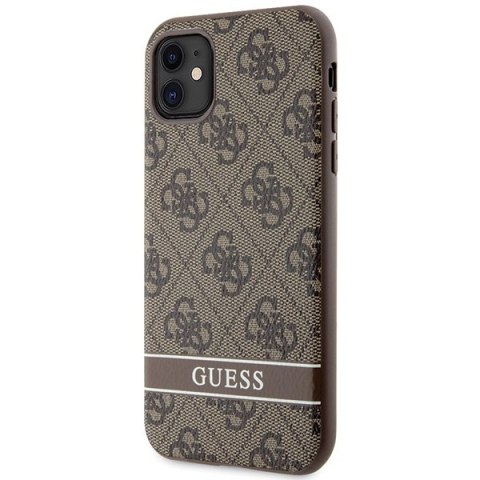 Etui na telefon iPhone 11/XR Guess GUHCN61P4SNW brązowy hardcase 4G Stripe