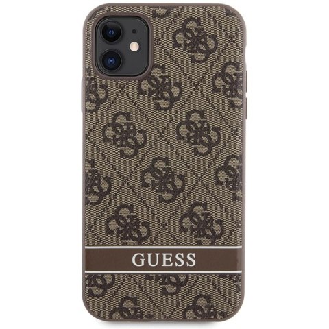 Etui na telefon iPhone 11/XR Guess GUHCN61P4SNW brązowy hardcase 4G Stripe