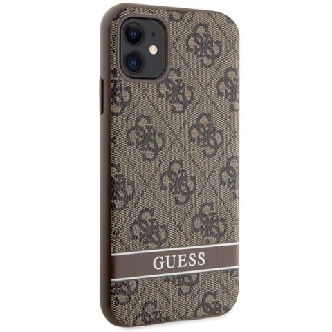 Etui na telefon iPhone 11/XR Guess GUHCN61P4SNW brązowy hardcase 4G Stripe