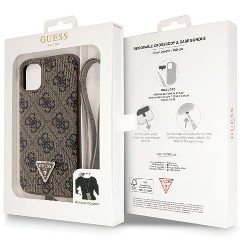 Etui iPhone 11/XR Guess GUHCN61P4TDSCPW brązowy hardcase Crossbody 4G Metal Logo