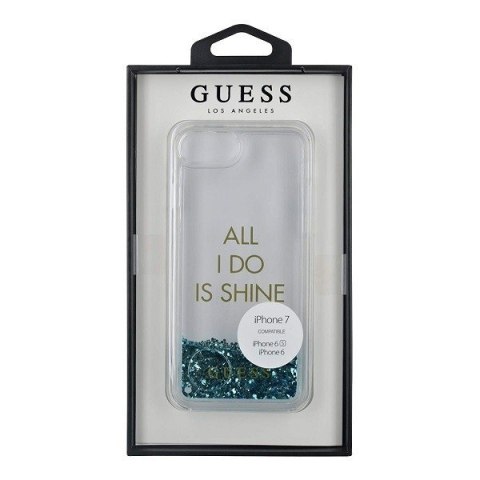 Etui iPhone SE 2022 / SE 2020 / 8 / 7 Guess Liquid Glitter Party niebieskie