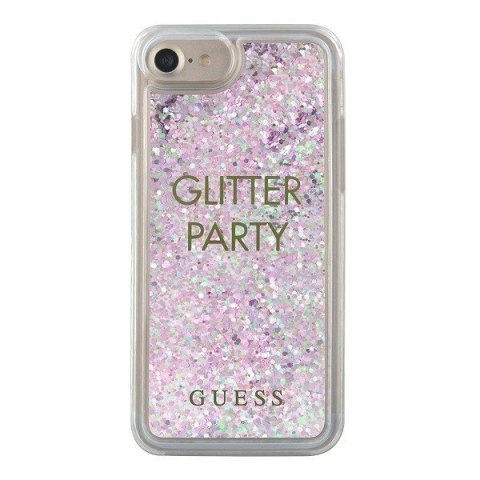 Etui na telefon iPhone SE 2022/2020/8/7 Guess Liquid Glitter Party fioletowe