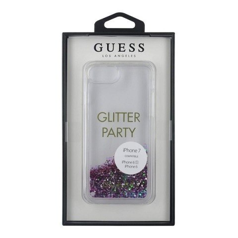 Etui na telefon iPhone SE 2022/2020/8/7 Guess Liquid Glitter Party fioletowe