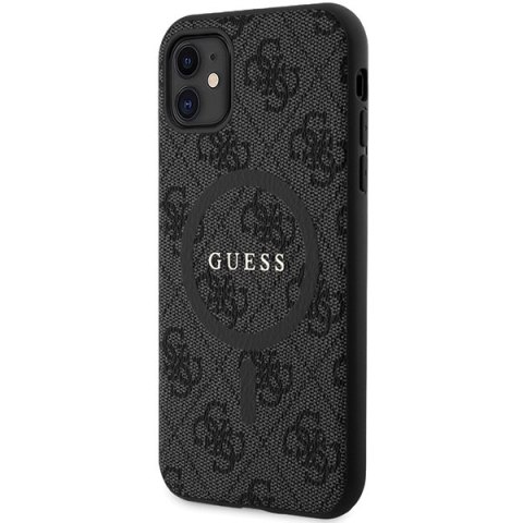 Etui iPhone 11 / XR Guess 4G Collection Leather Metal Logo MagSafe czarne