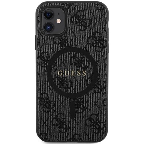 Etui iPhone 11 / XR Guess 4G Collection Leather Metal Logo MagSafe czarne