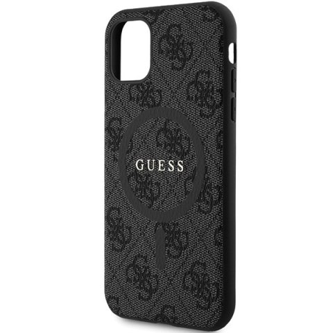 Etui iPhone 11 / XR Guess 4G Collection Leather Metal Logo MagSafe czarne